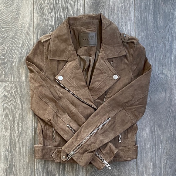 Blank NYC - Taupe Suede Leather Biker Jacket - Size XS - Picture 3 of 14